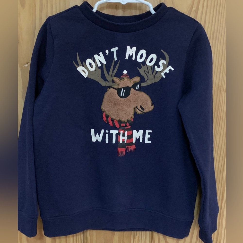 Lightning Bug Boys 5T Navy Blue Moose Sweatshirt